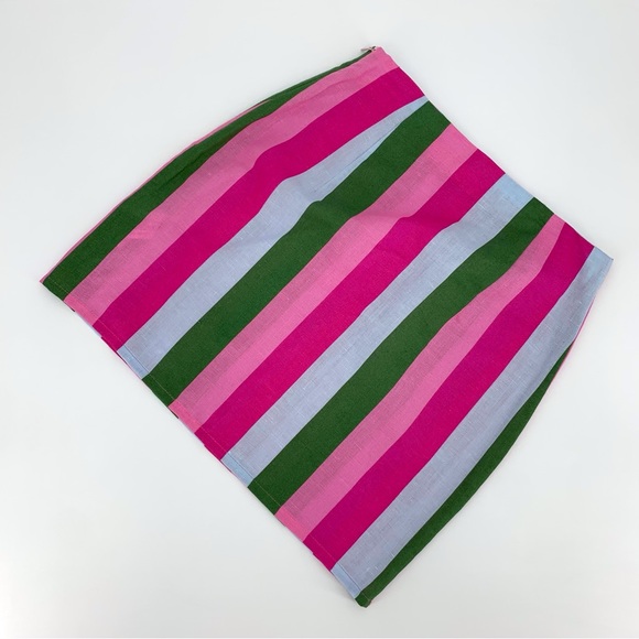 Zara NWOT Pink, Green, and Blue Striped Linen Blend Mini Skirt, Small - Picture 2 of 15